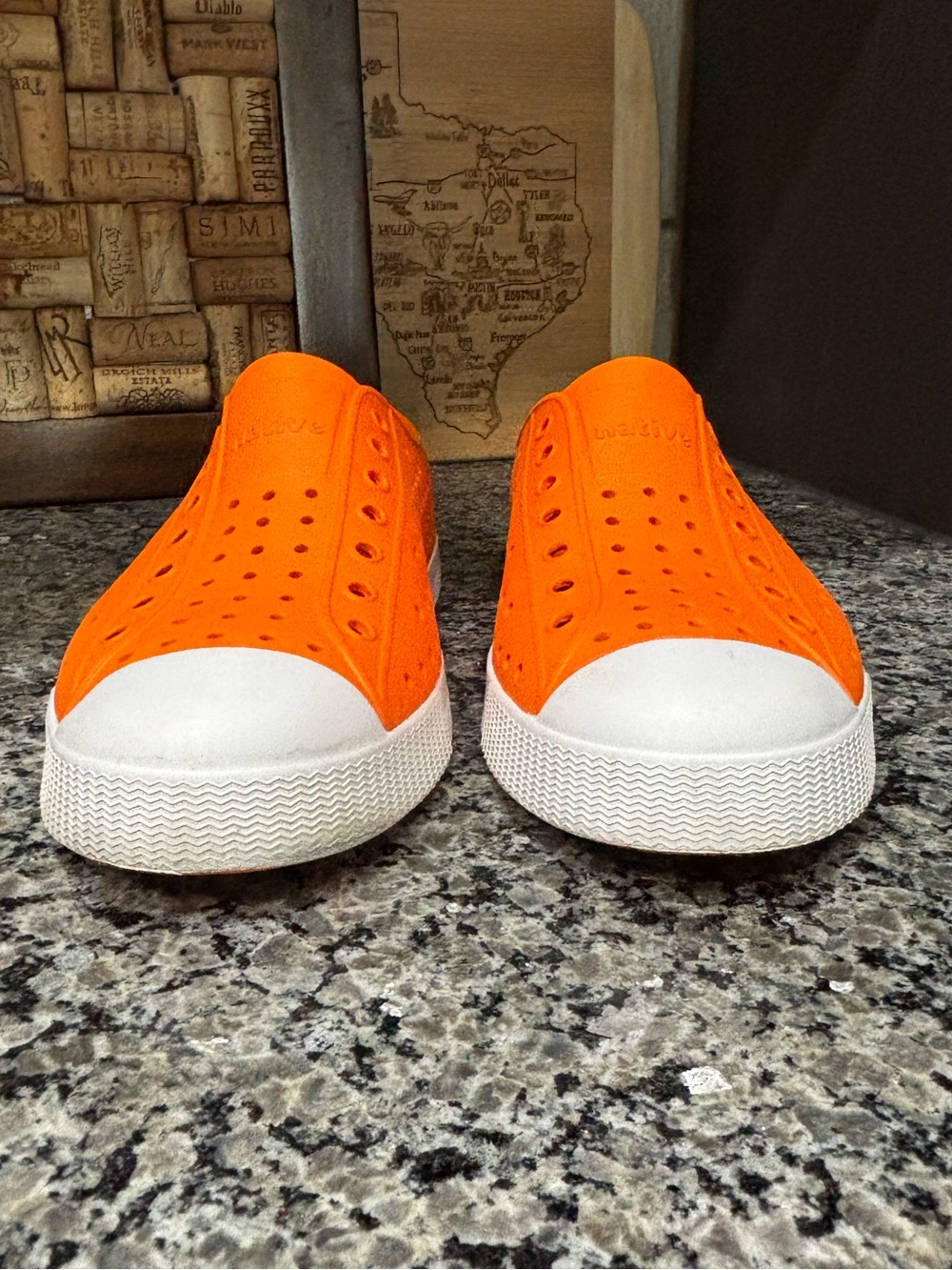 Native Junior Unisex Orange Waterproof Sneakers Size 4 - Picture 3 of 11